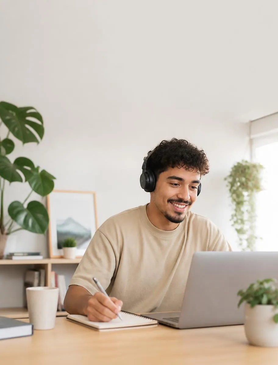 Estudante assistindo aula online em casa